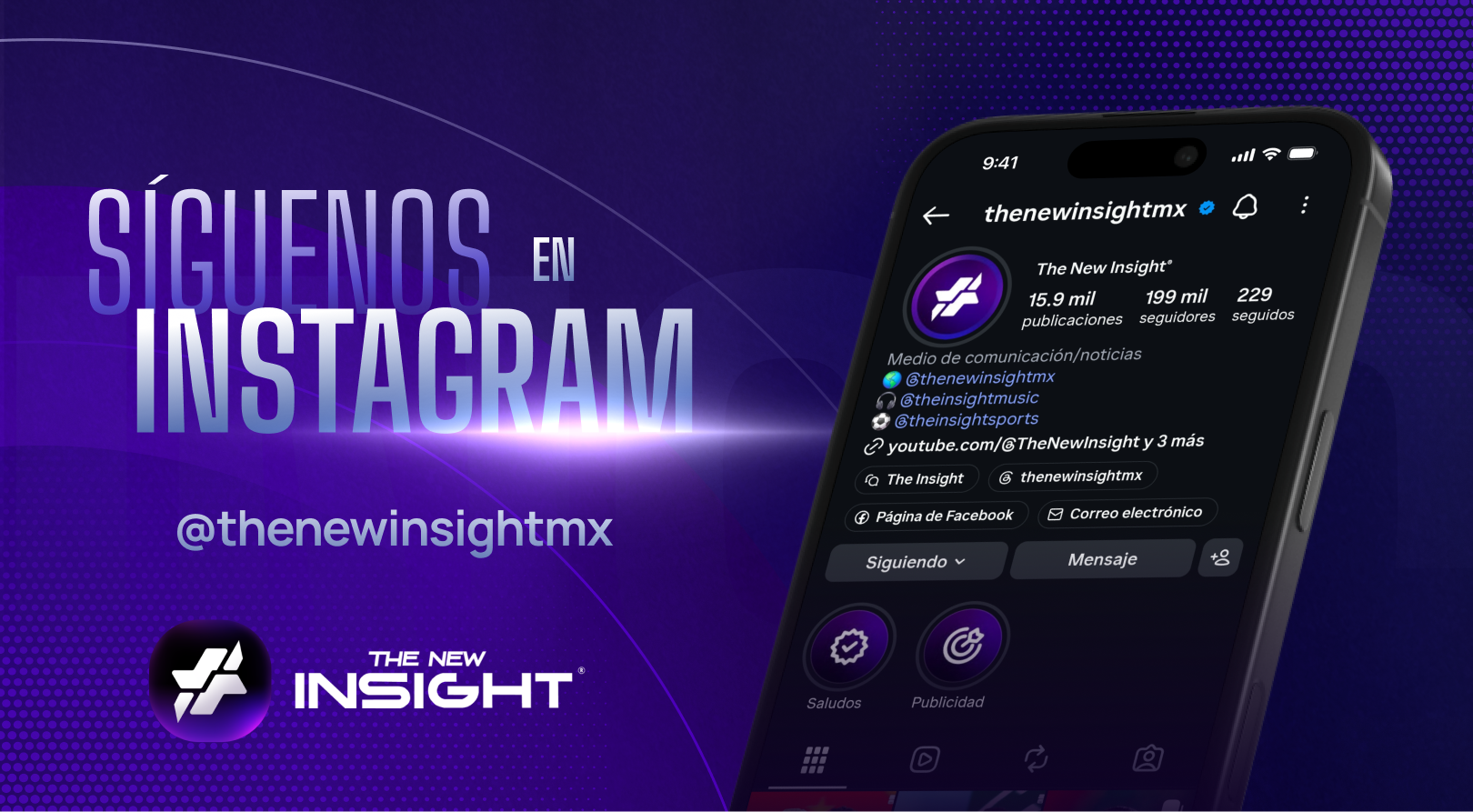 Banner de Instagram de The New Insight con el perfil @thenewinsightmx.